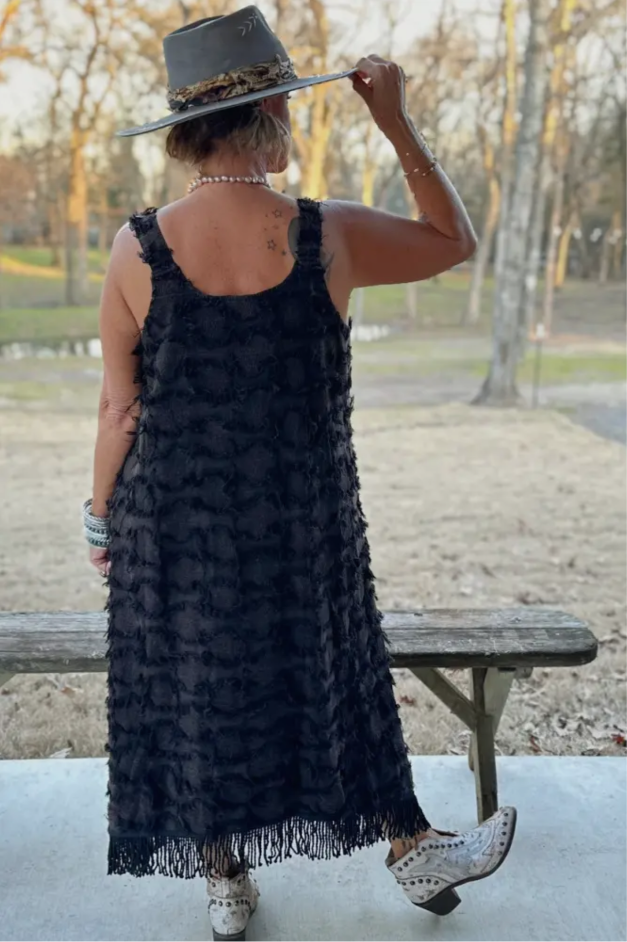 Black Boho Bohemian Eye Lash Dress