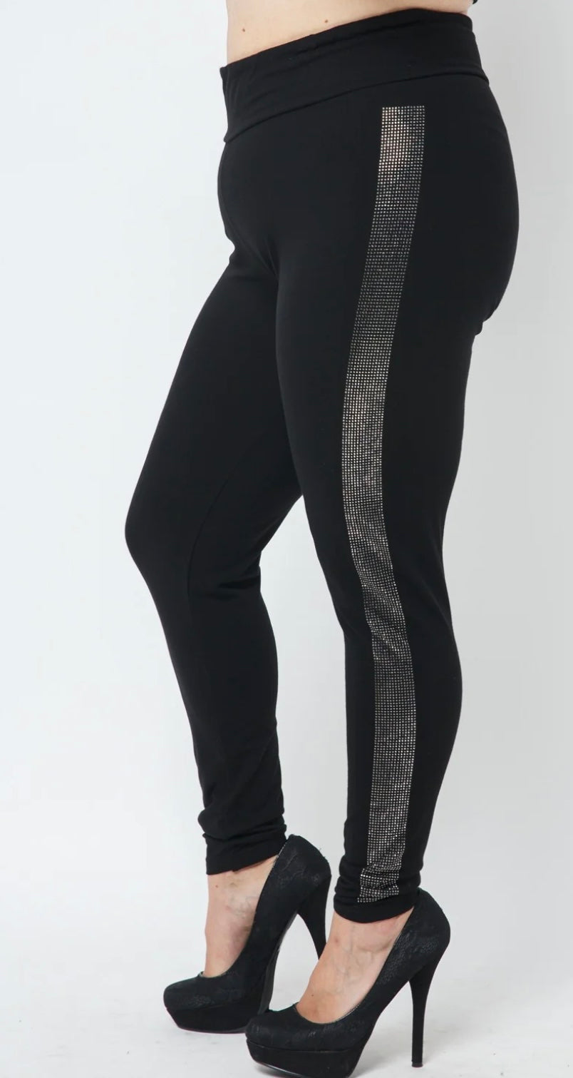 Side Rhinestones Leggings