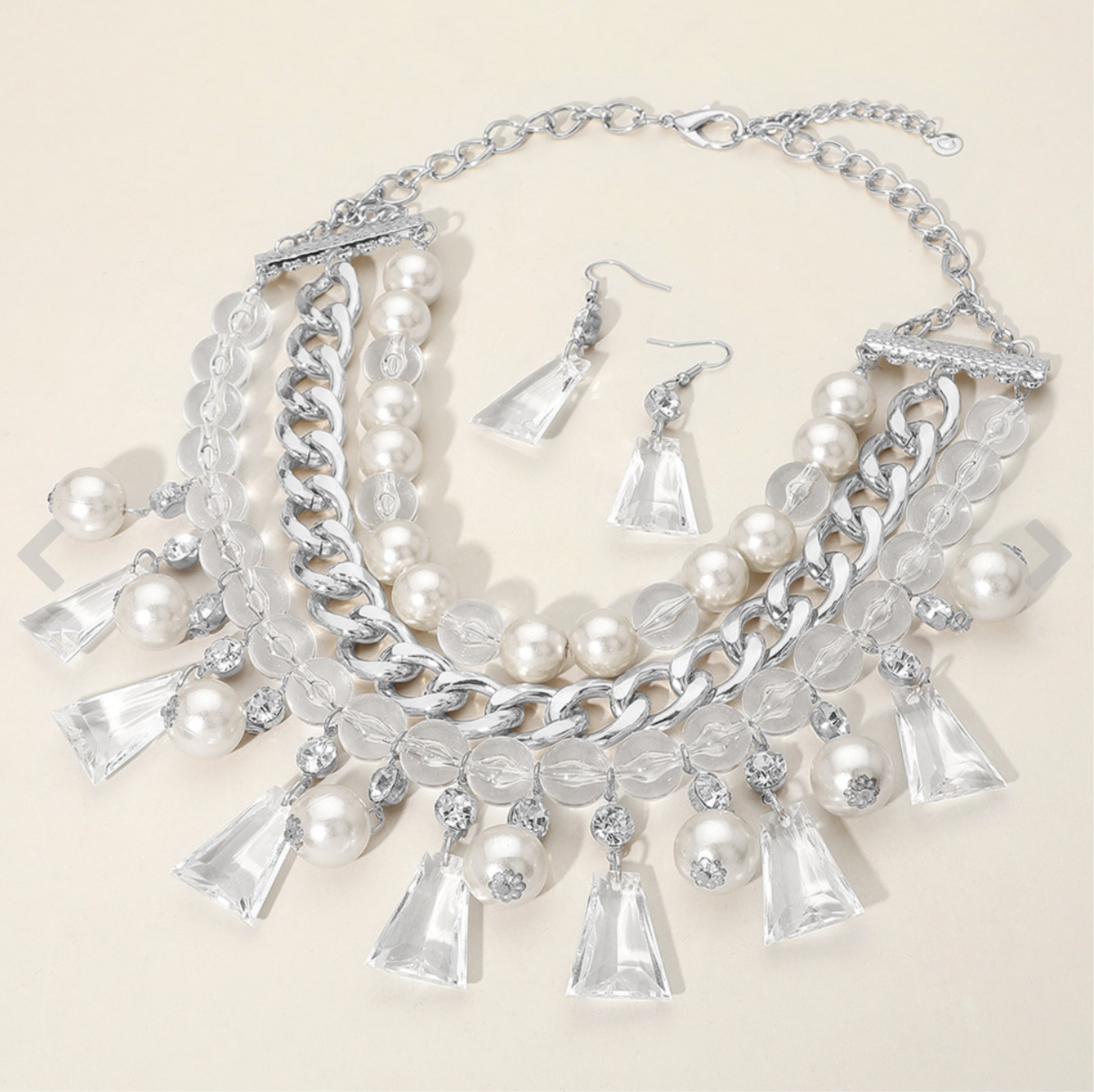 Pearl Lucite Bead Statement Necklace