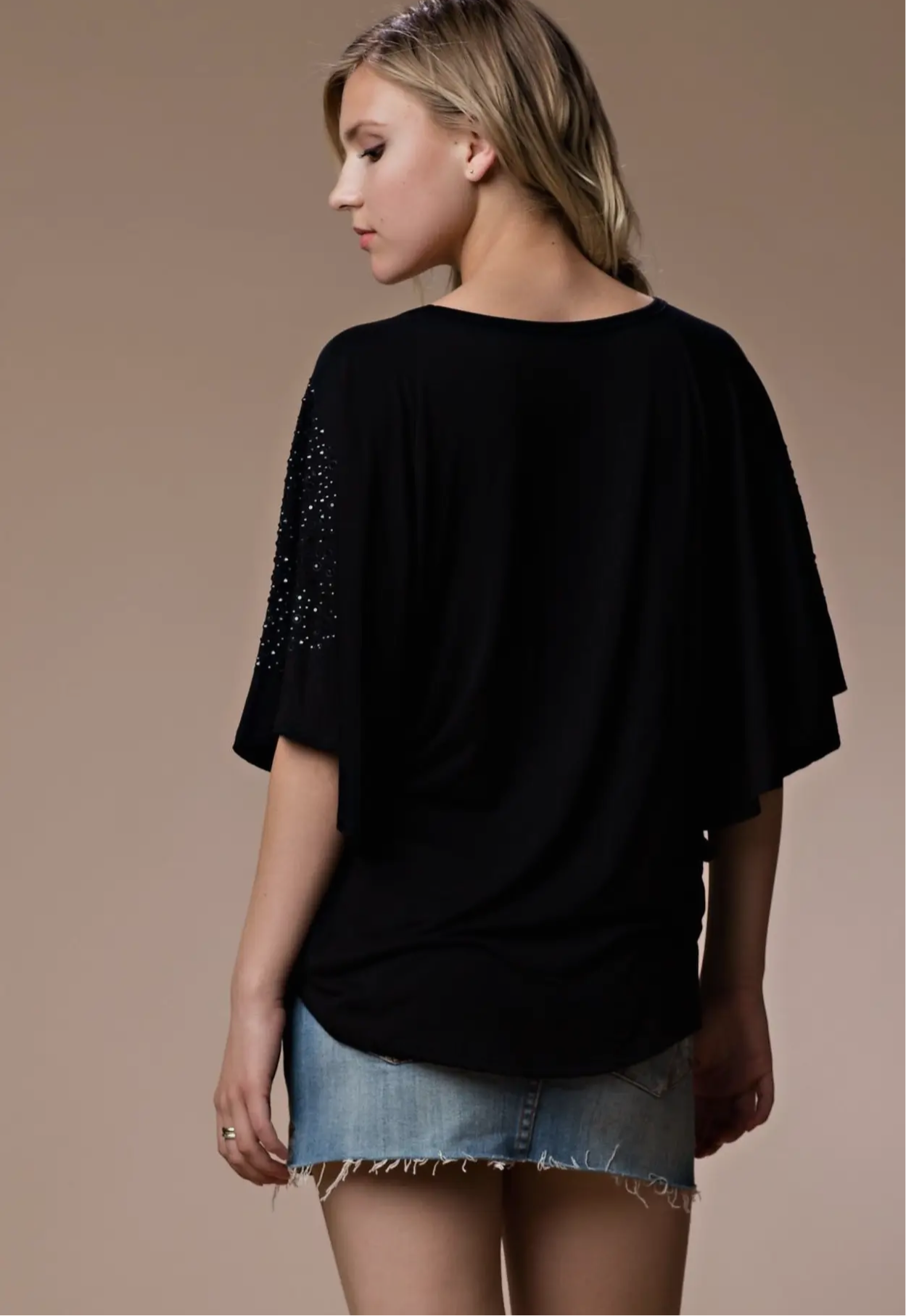 Black Top With Black Rhinestone Cross