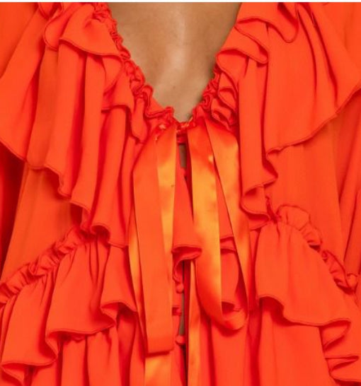 Dramatic Orange RUFFLE MAXI DRESS