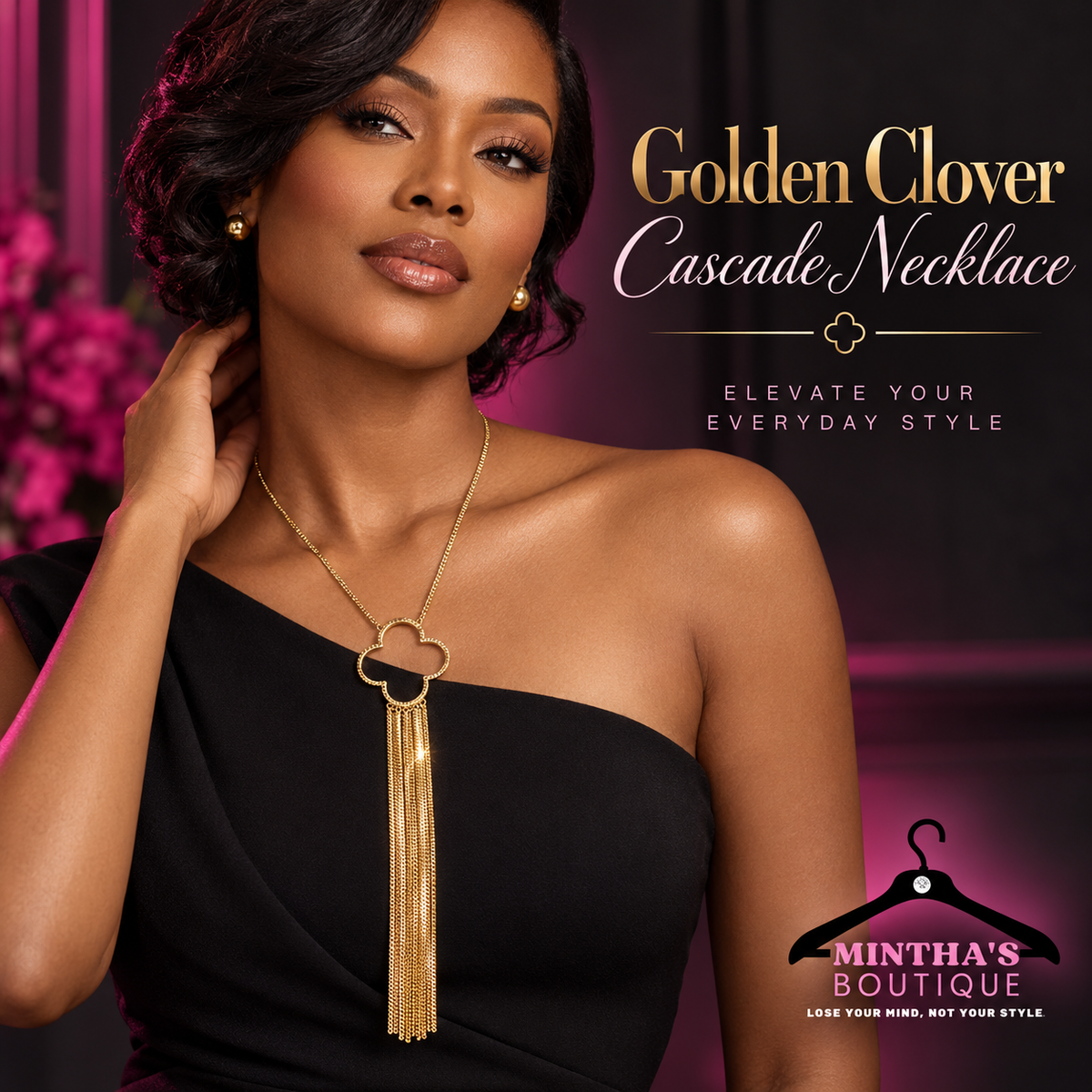 Golden Clover Cascade Necklace
