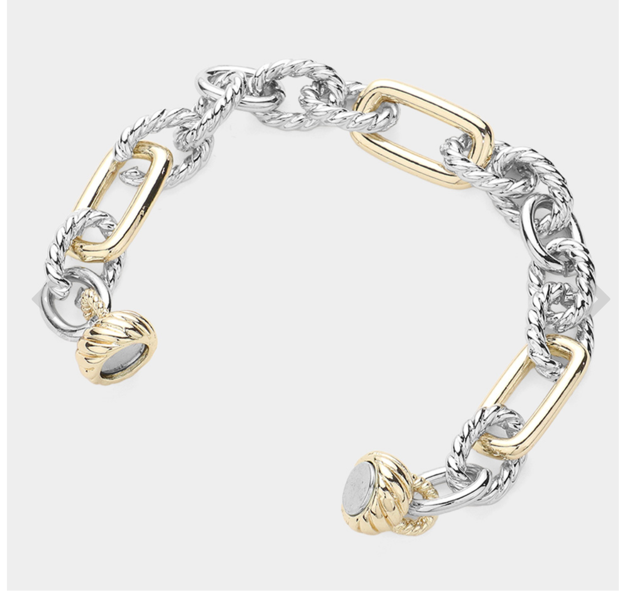 14K Gold Plated Two Tone Chain Magnetic Bracelet
