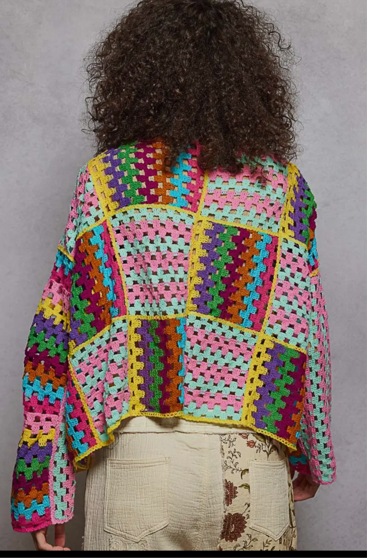 COLOR OF WAVE CROP CROCHET CARDIGAN _One Size