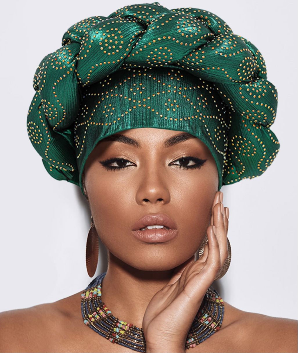 Bling Studded Braided Turban Hat