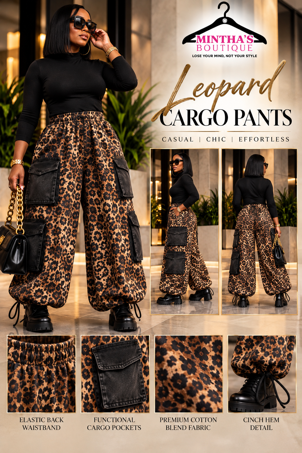 Leopard Statement Cargo Pants~PRE-ORDER 11/3