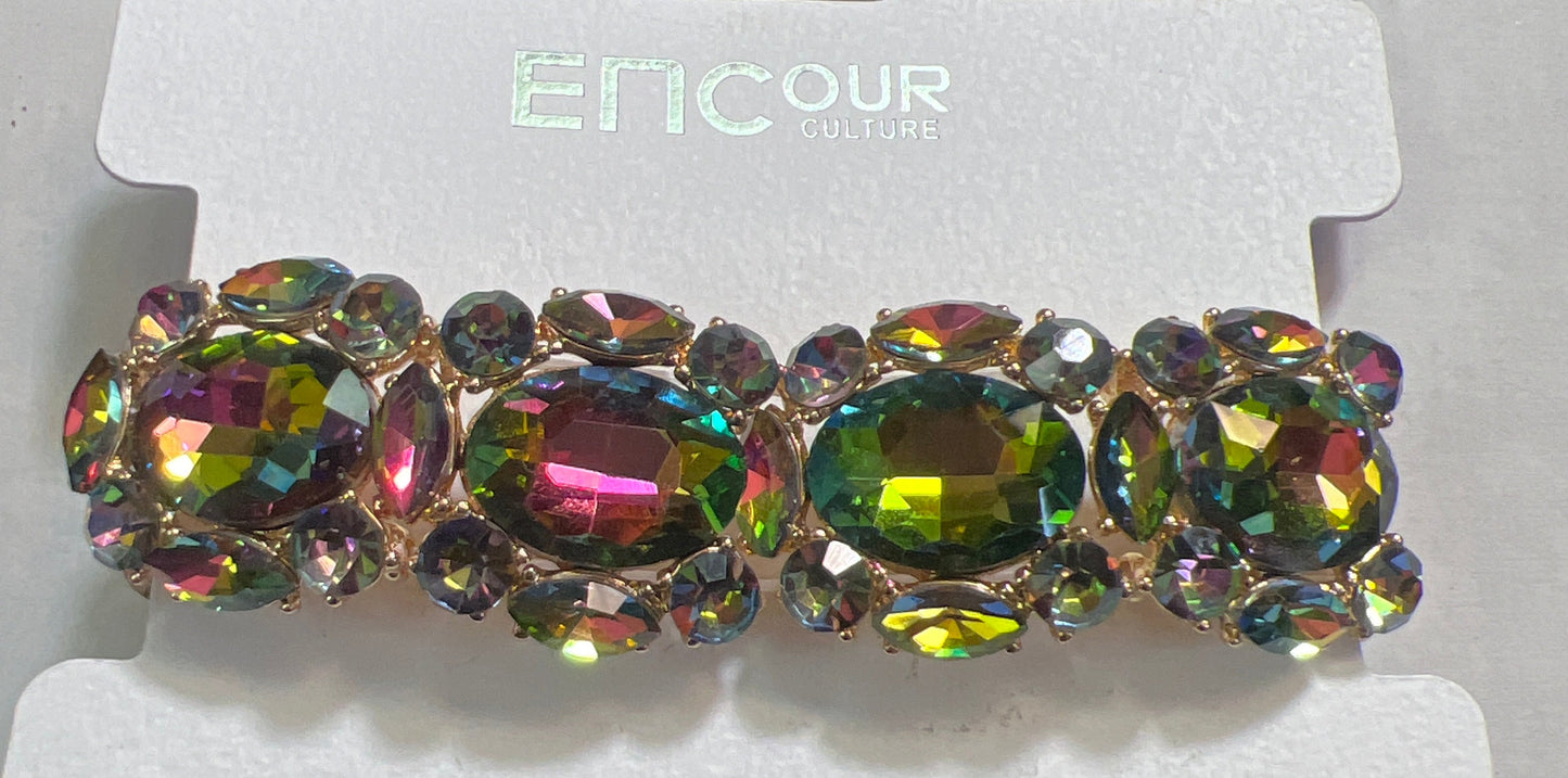 Oval Crystal Rhinestone Statement Stretch Bracelet