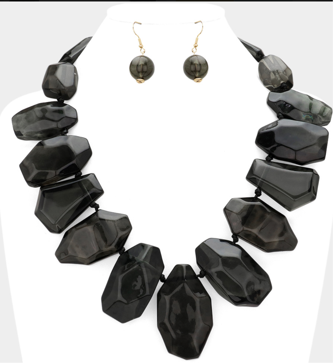 Multi Shaped Acrylic Rock Beaded Statement Necklace