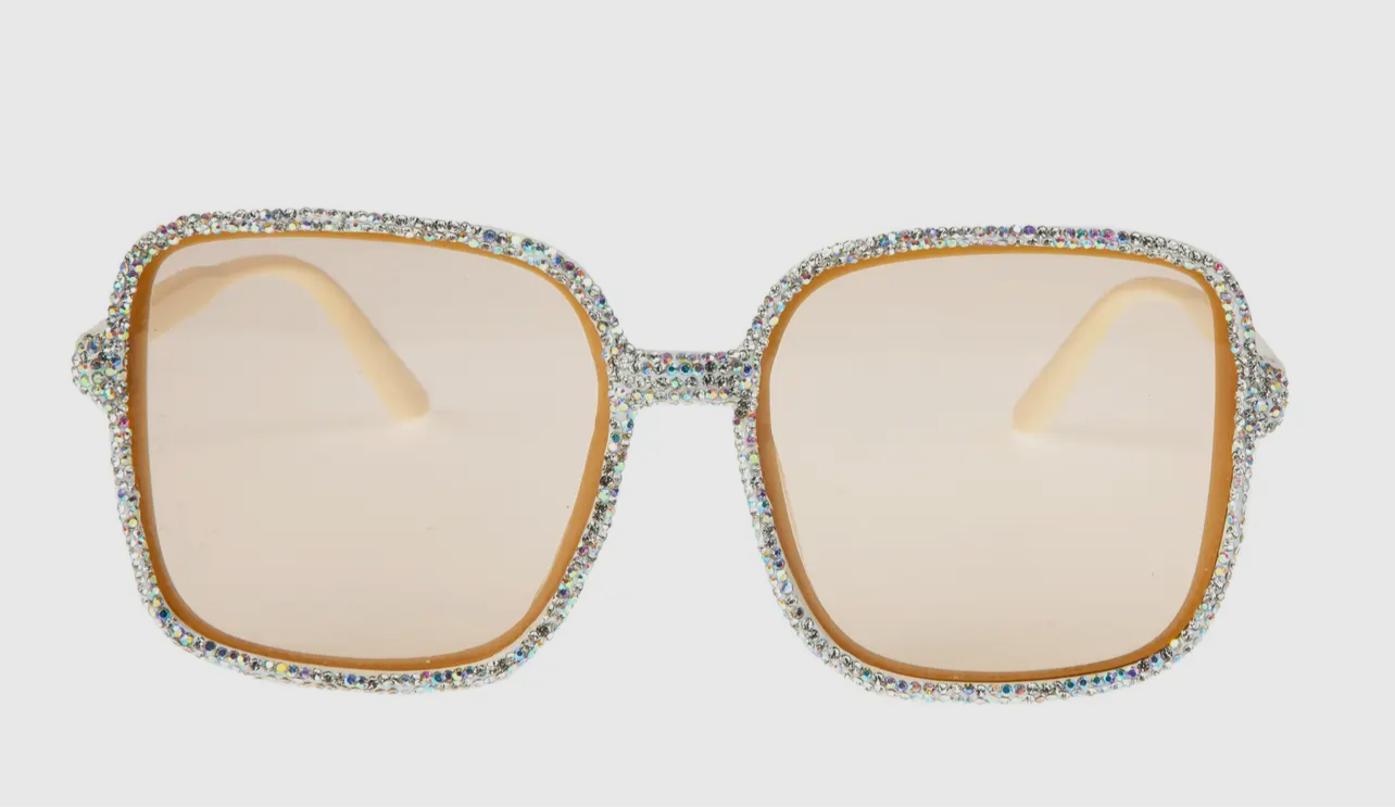 FLOSSY RHINESTONE SQUARE SUNGLASSES