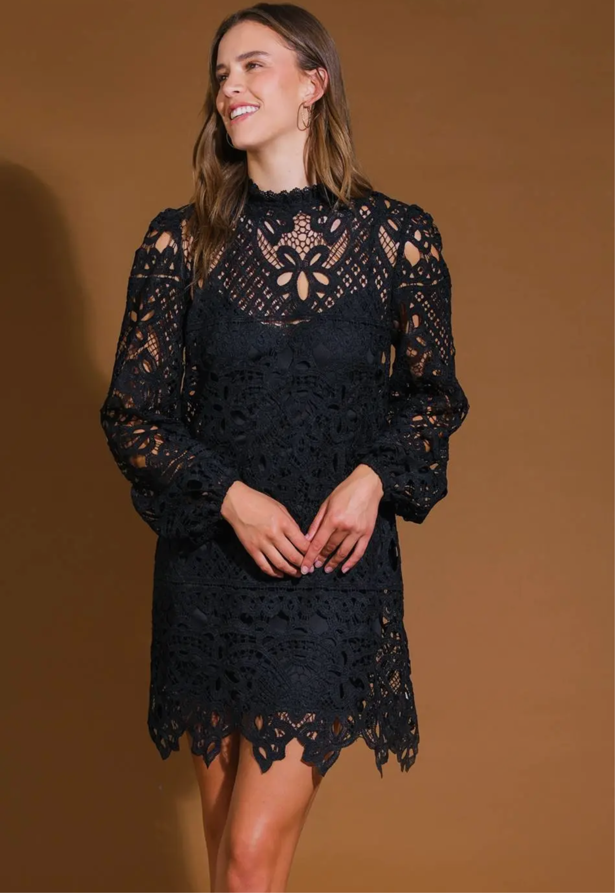 GETTING STARTED WOVEN LACE MINI DRESS