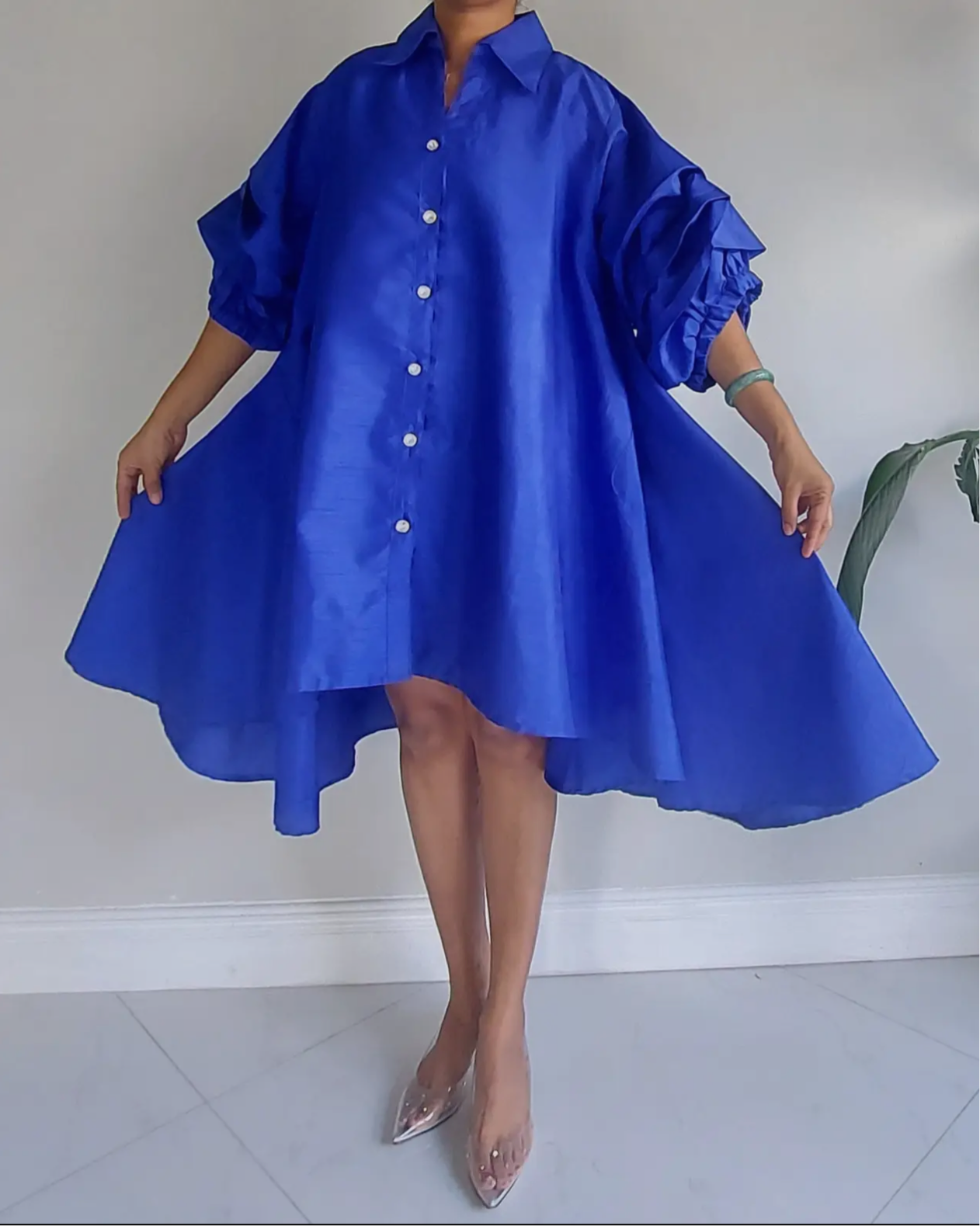 Fancy Swing Shirt Dress _Blue
