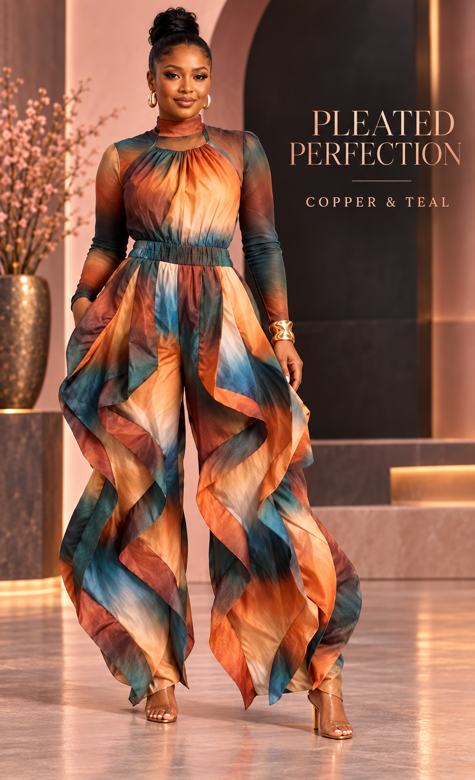 Pleated Perfection Halter Jumper - Pre Order 10/2