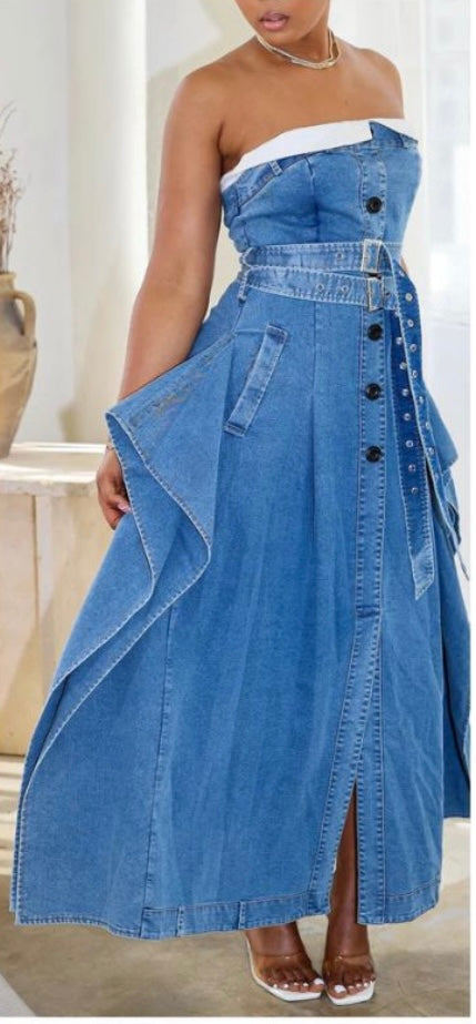 The Max Denim Chic MIDI Dress