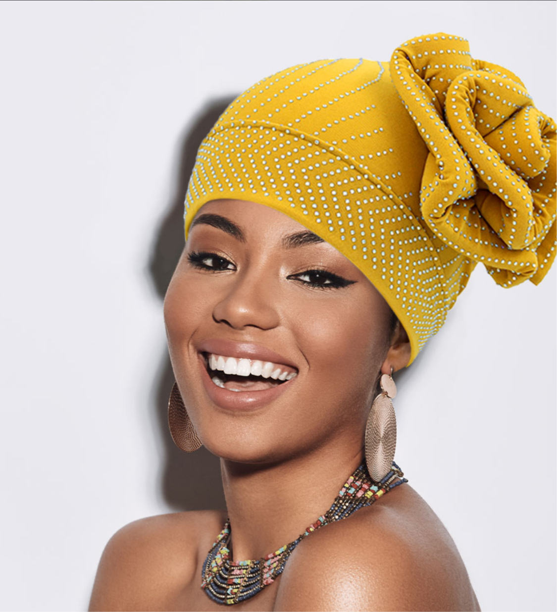 Bling Studded Flower Turban Hat