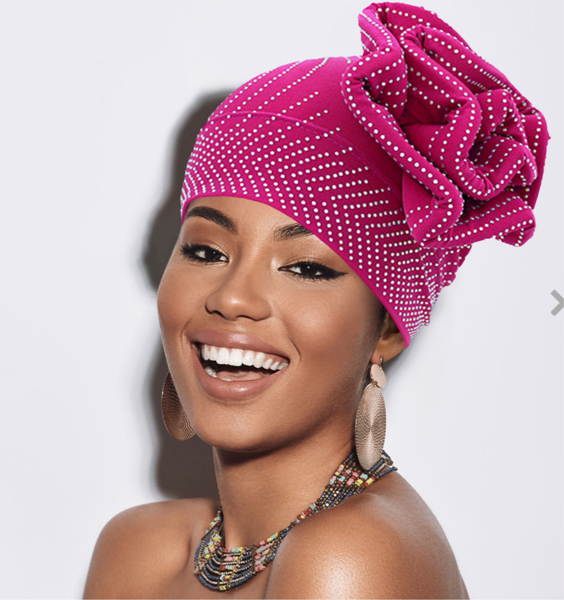 Bling Studded Flower Turban Hat
