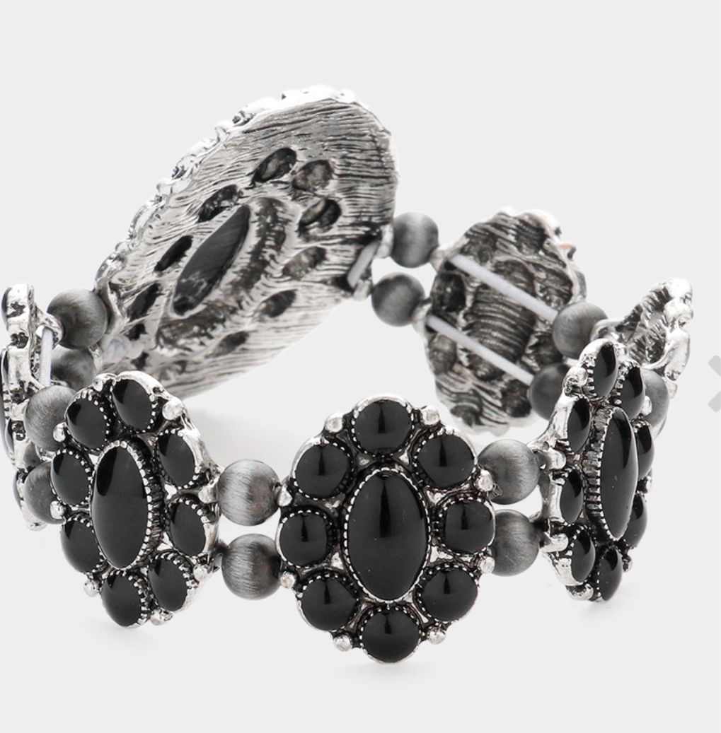 Squash Blossom Natural Stone Accented Stretch Bracelet