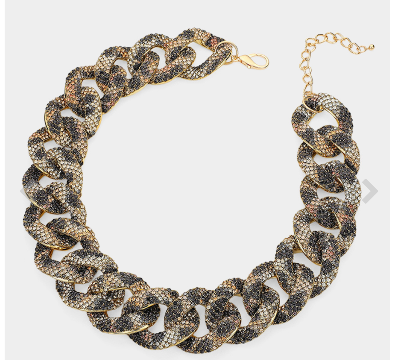 Bling Leopard Studded Chunky Chain Necklace