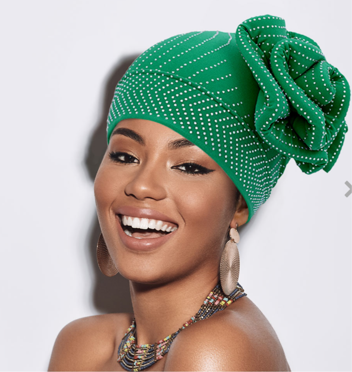Bling Studded Flower Turban Hat