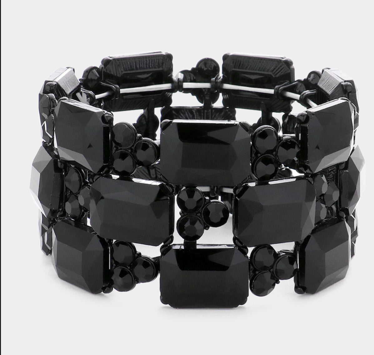 Emerald Cut Stone Accented Evening Stretch Bracelet