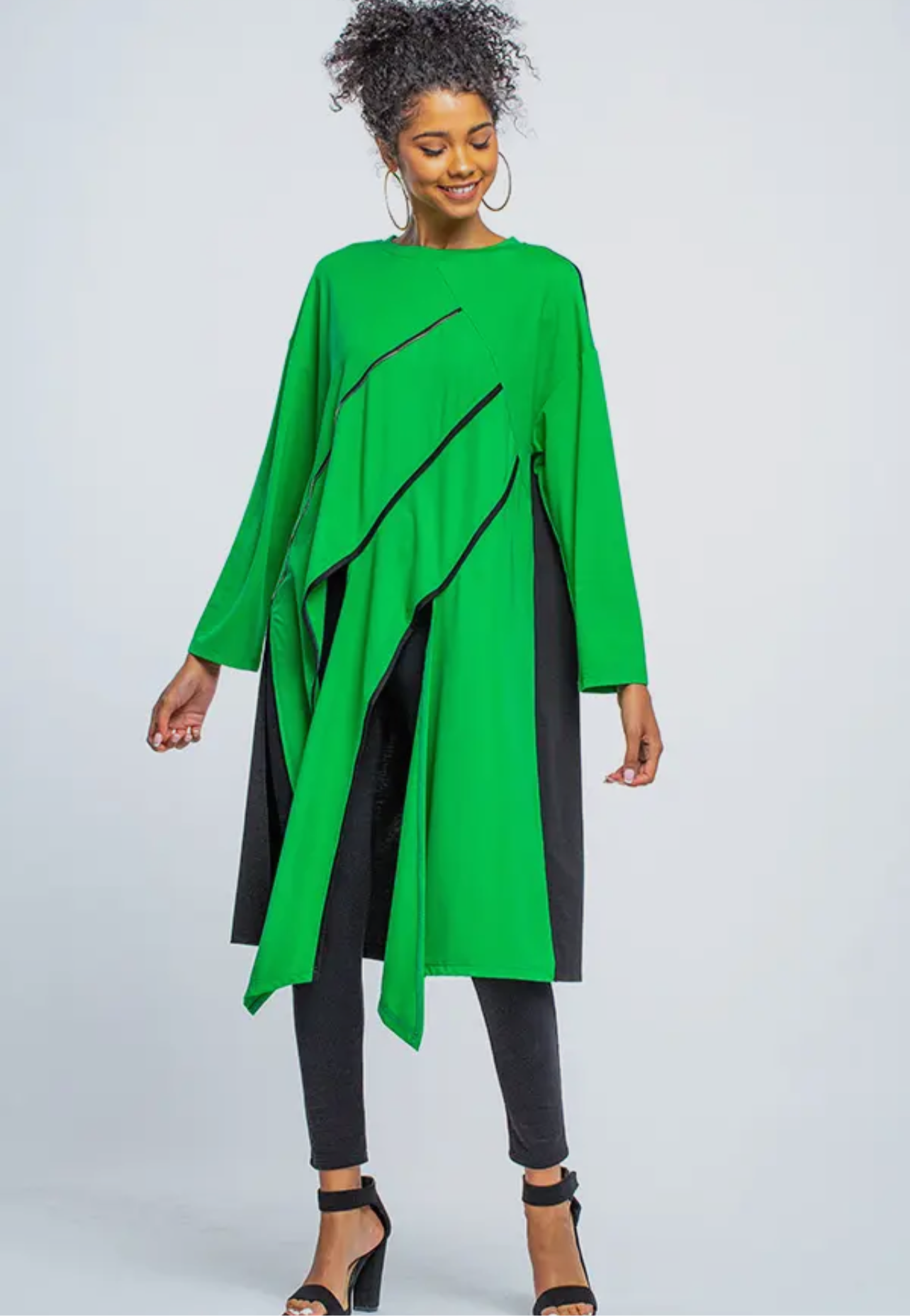 Green & Black Top with Slits