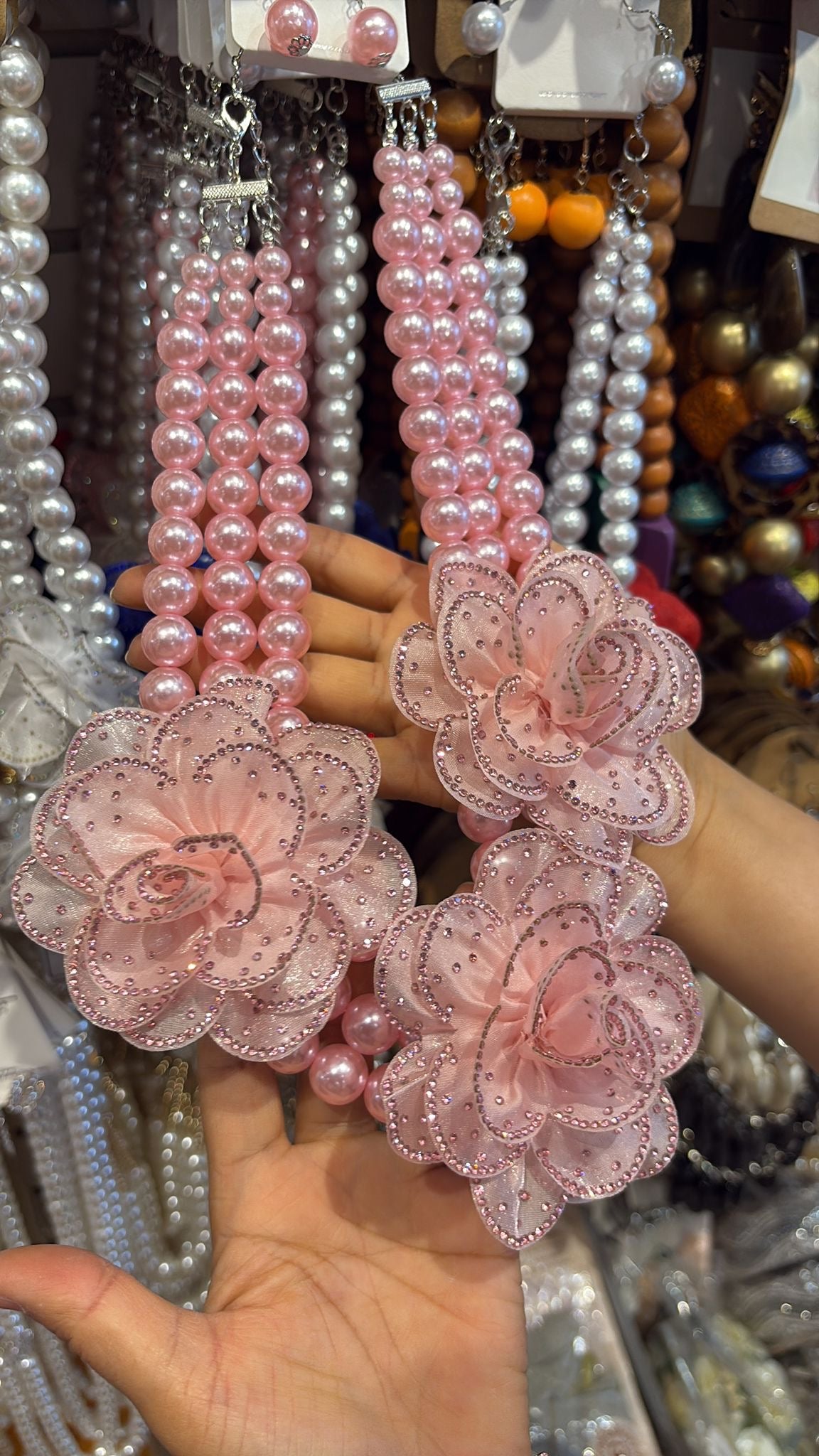 Beautiful Flower Pearl Necklace Set