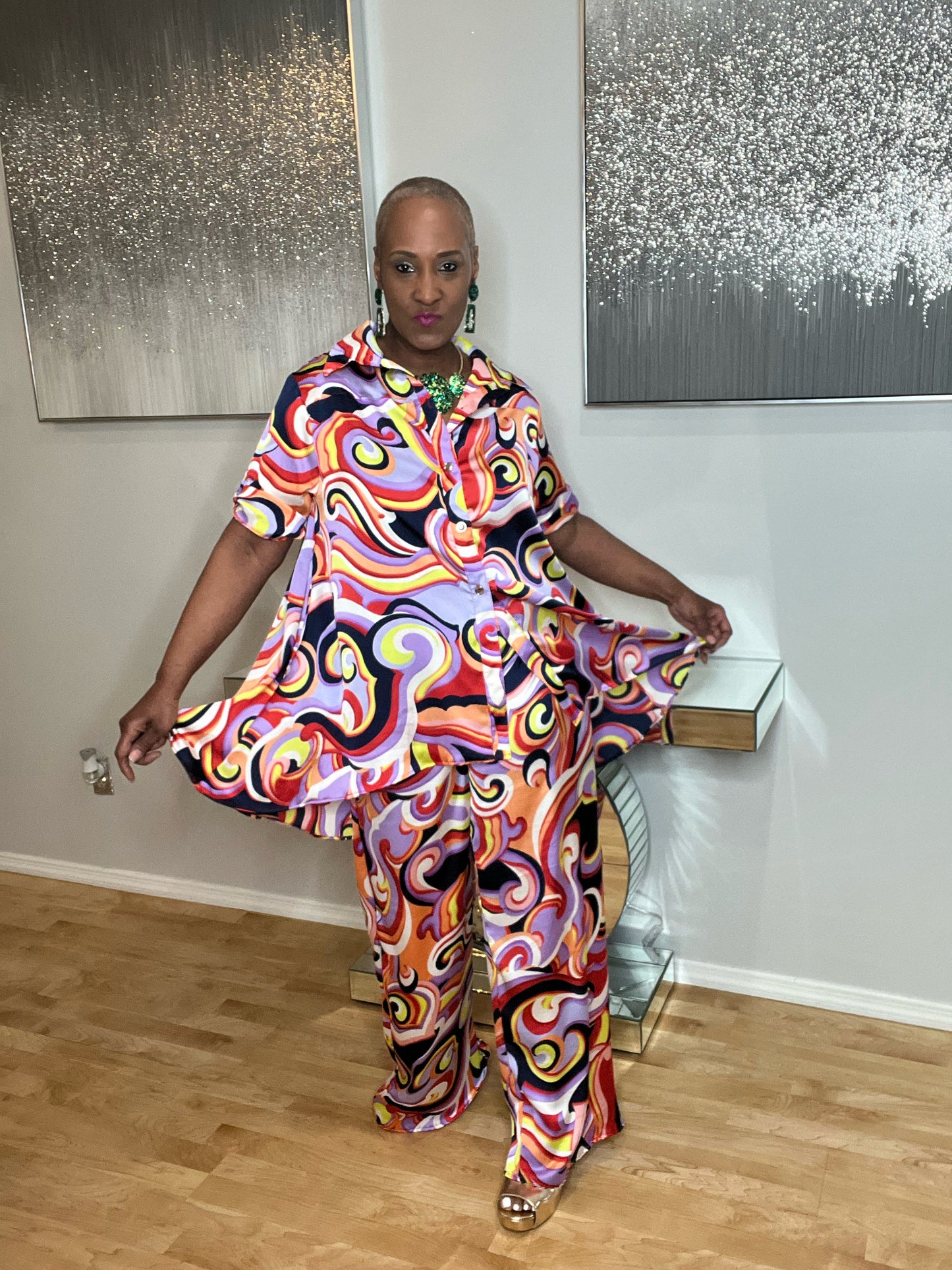 Doing Me Multi Color Pant Set