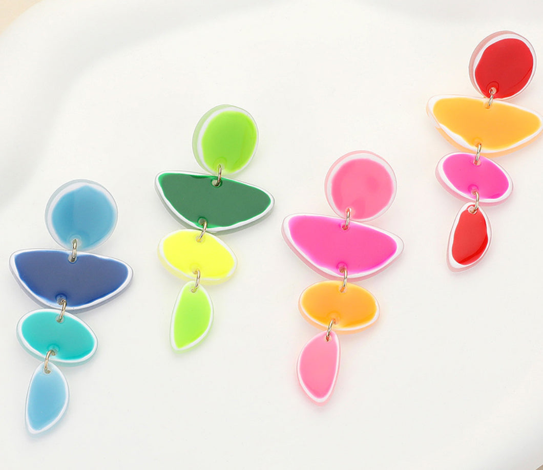 Resin Pebble Link Dangle Earrings