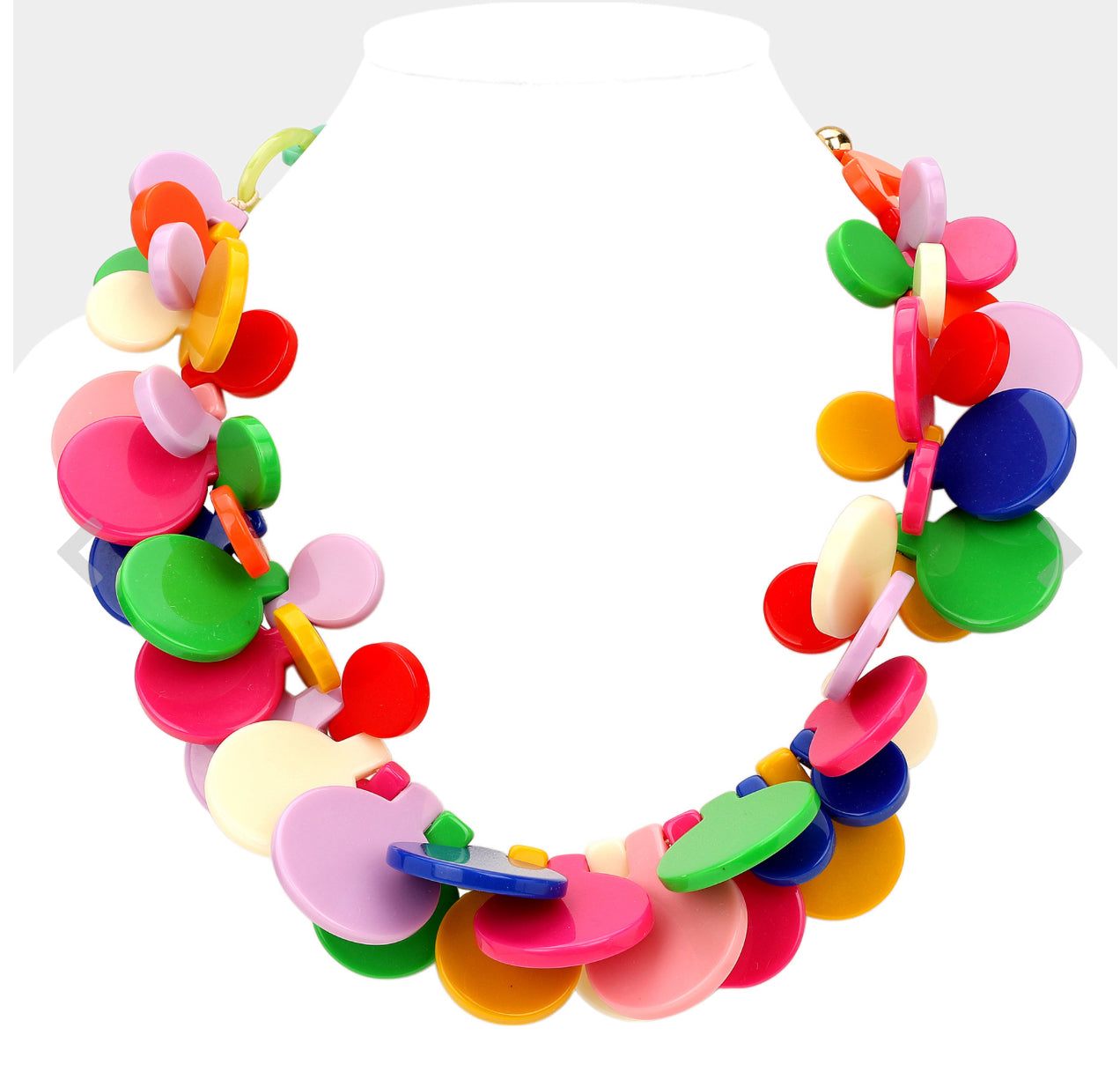 Bold Colorful Resin Disc Beaded Statement Necklace