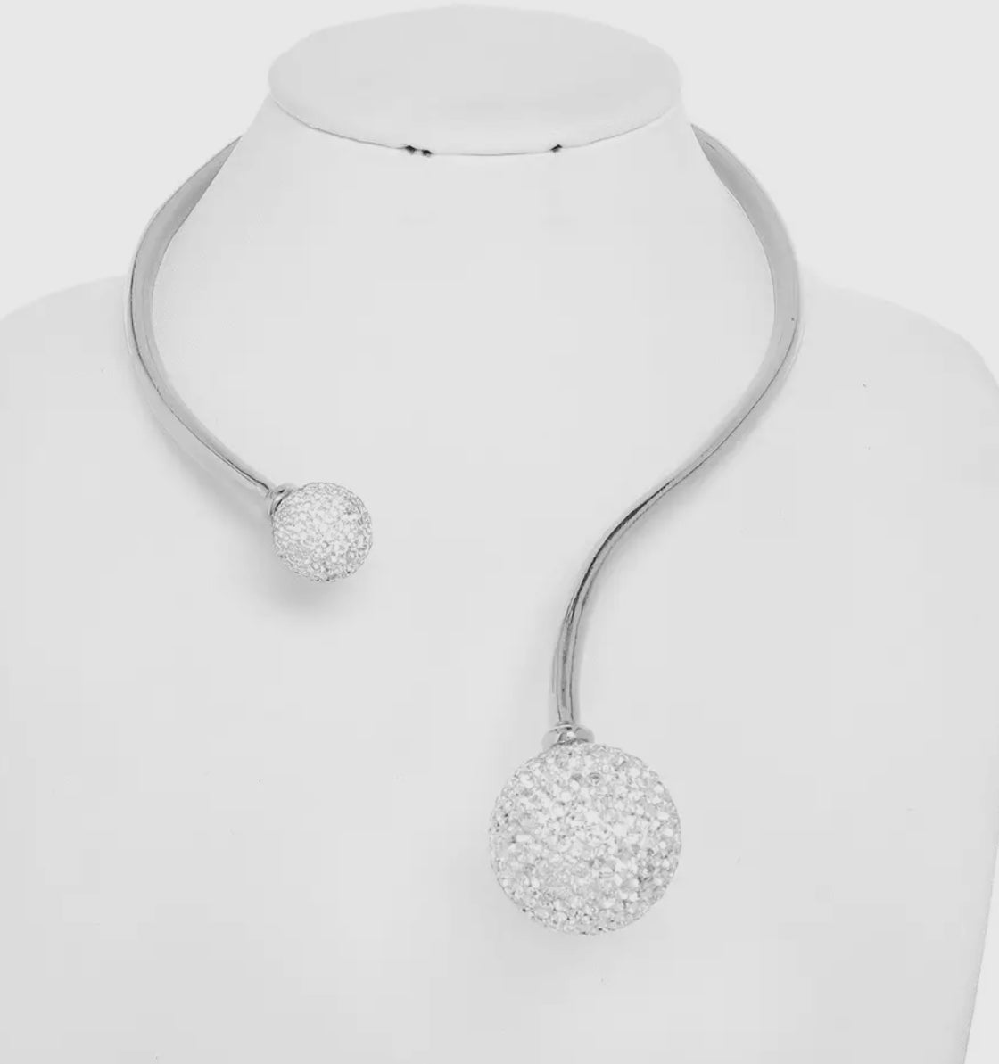 Rhinestone Ball Open Hinge Necklace