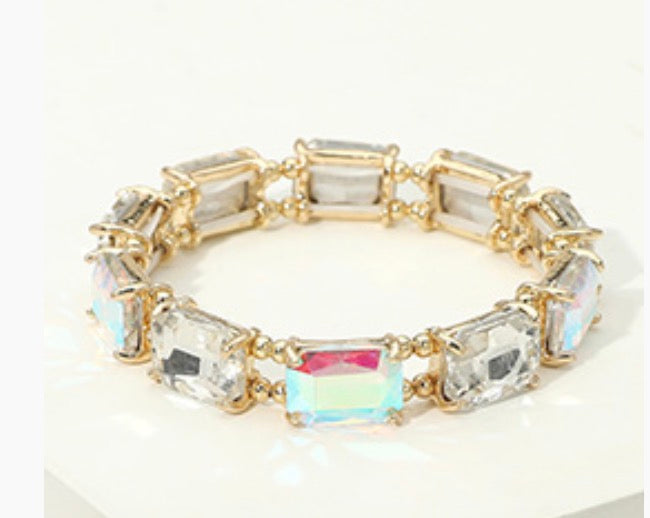 Cushion Square Stone Stretch Bracelet