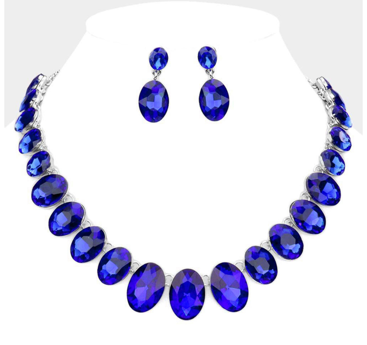 Oval Stone Link Evening Necklace