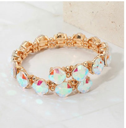Square Stone Cluster Link Adjustable Bracelet