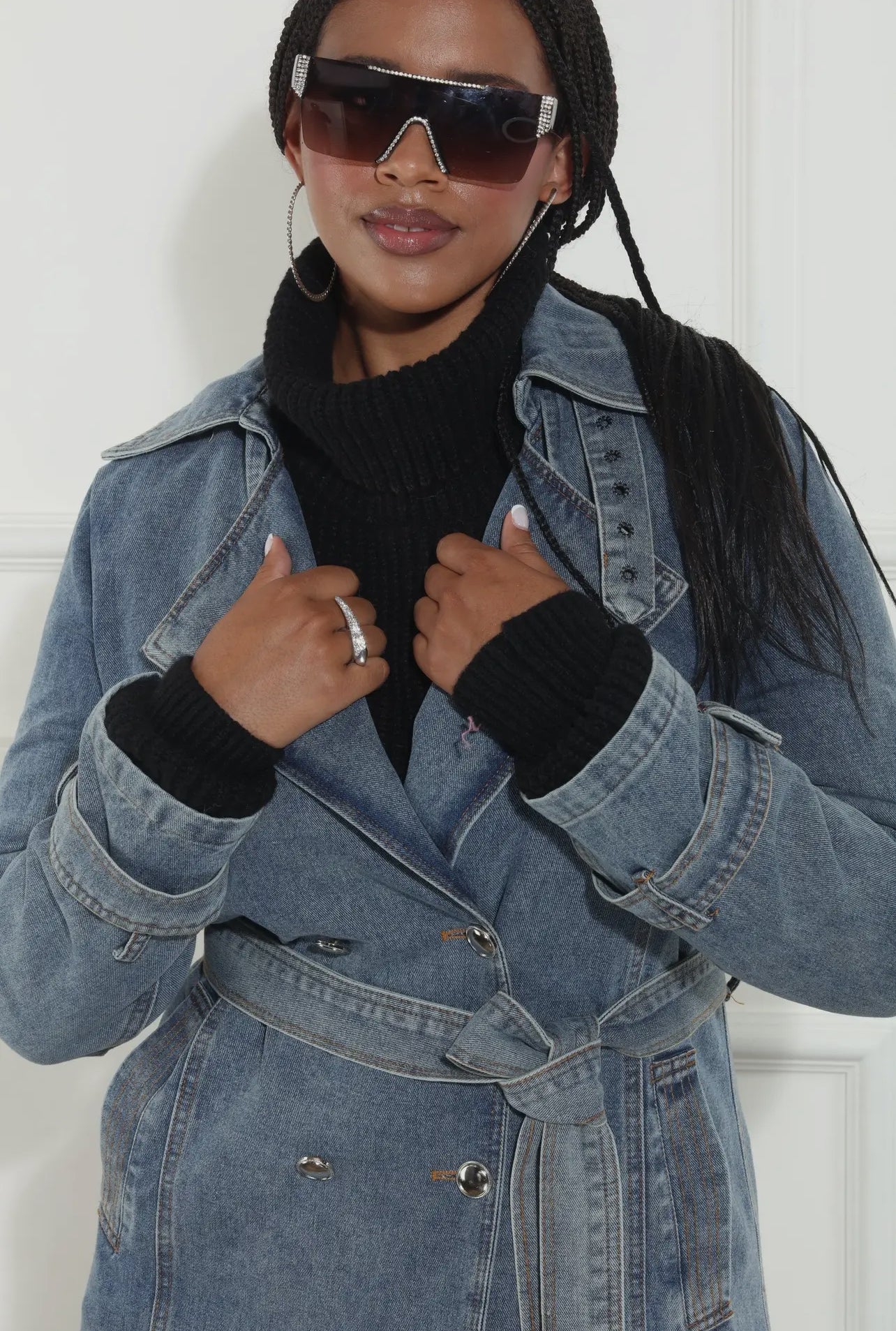 Luxe Denim Maxi Jacket