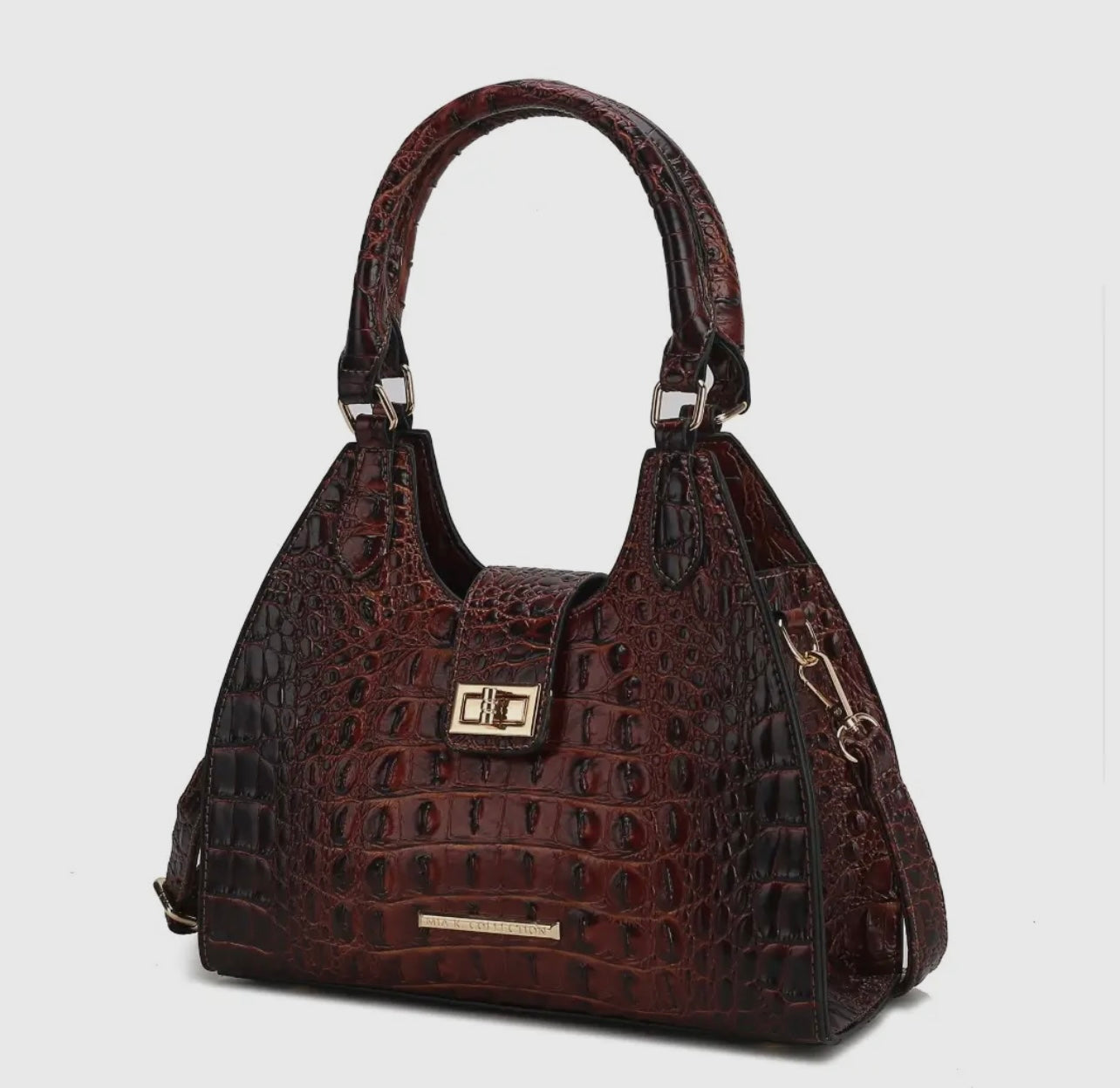 Ava Gradient Croc Tote Bag_Chocolate Brown