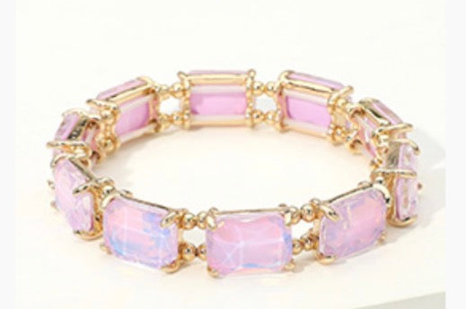 Cushion Square Stone Stretch Bracelet