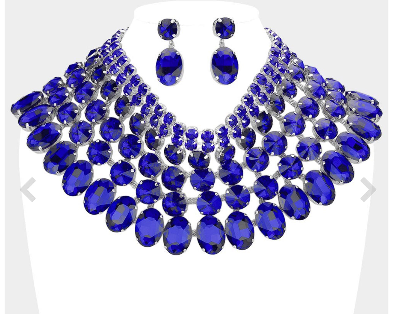 Blue Crystal Glass Bib Statement Necklace