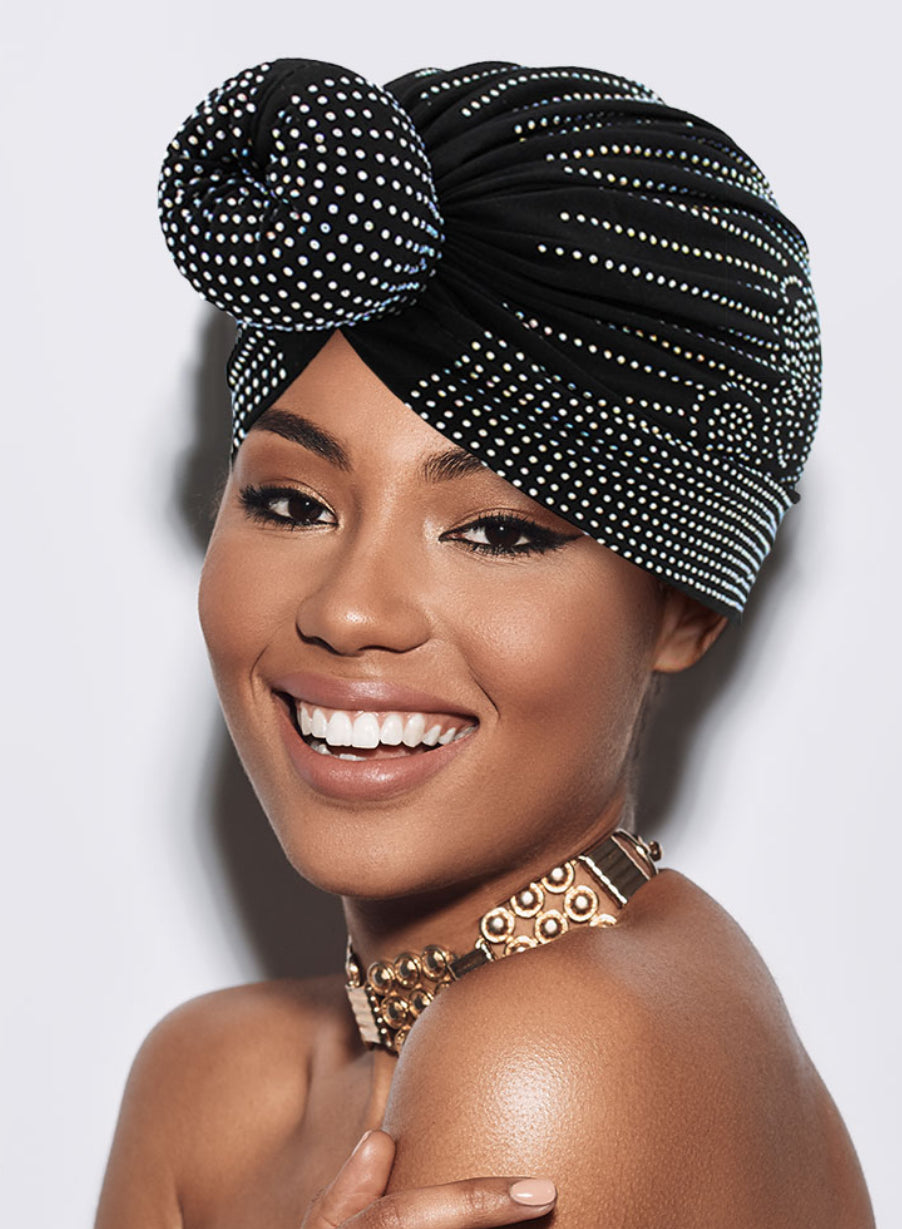 Bling Knot Studded Turban Hat