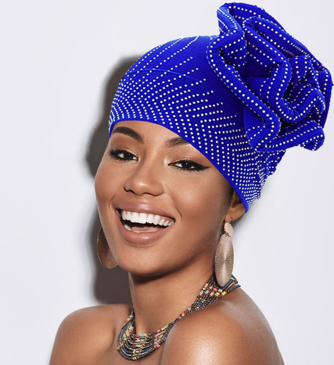 Bling Studded Flower Turban Hat