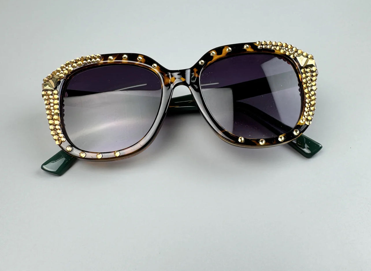 FLOSSY RHINESTONE ROUND SUNGLASSES