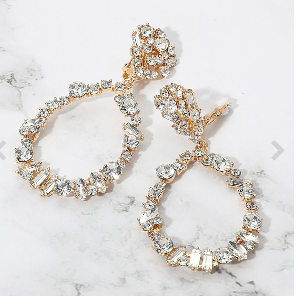 Bold Mixed Shaped Stone Embellished Dangle Clip On Earrings