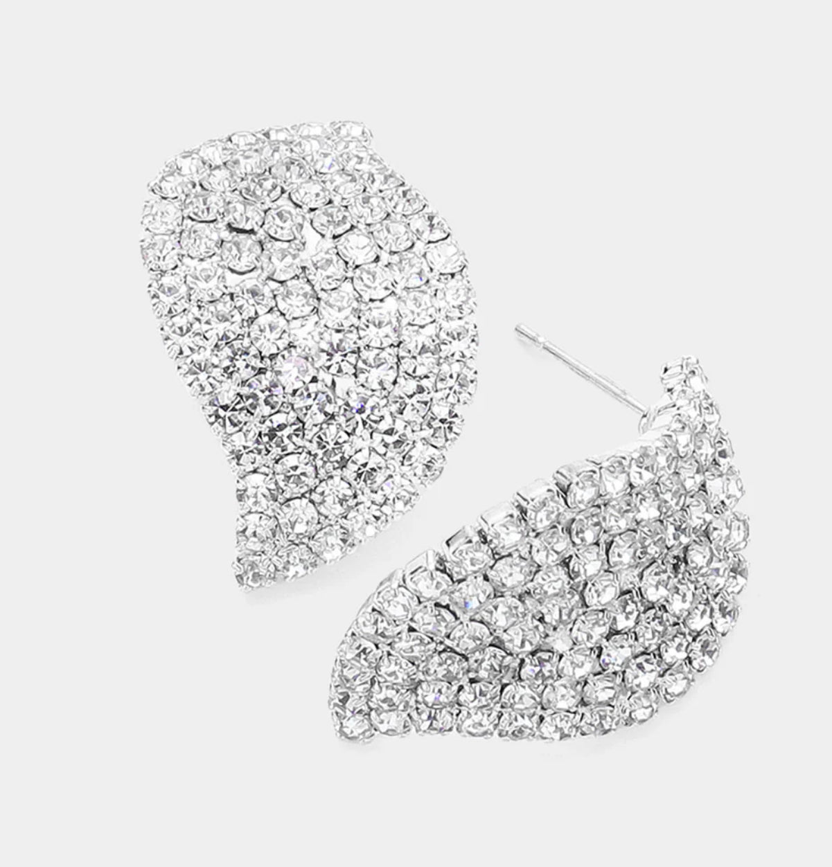 SilverAB Swirl Crystal Rhinestone Stud Earrings