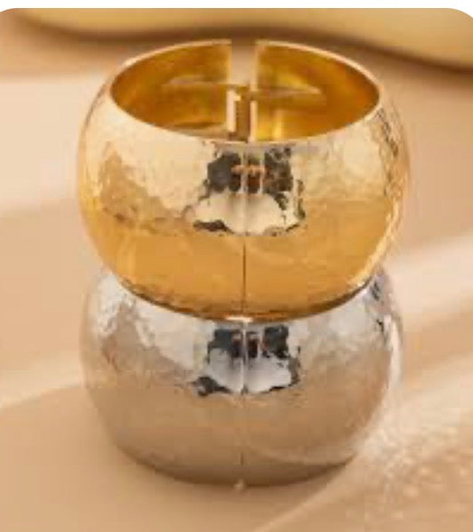 Bohemian Wide Face Hammered Texture Bracelet