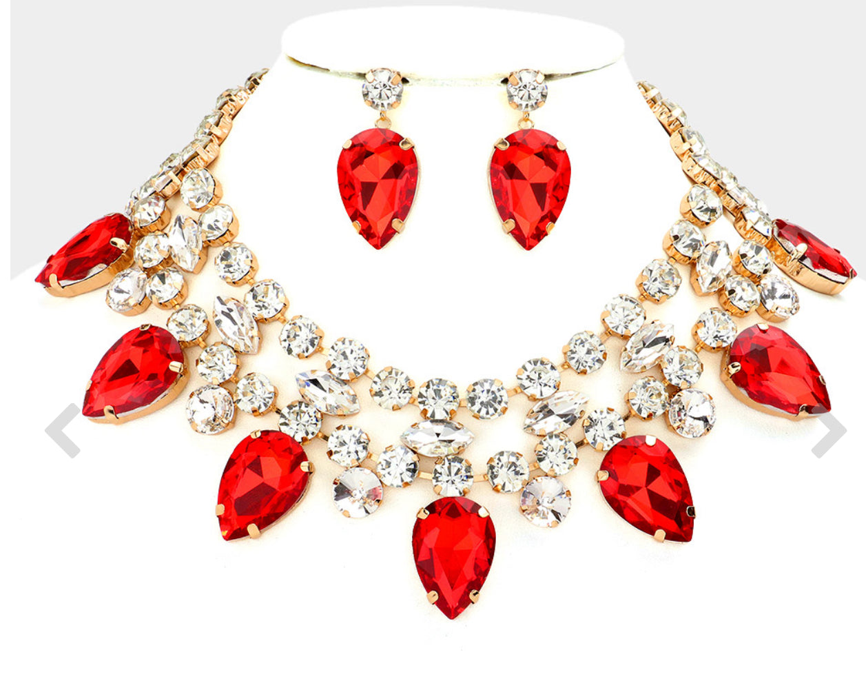 Teardrop Stone Cluster Pointed Choker Necklace