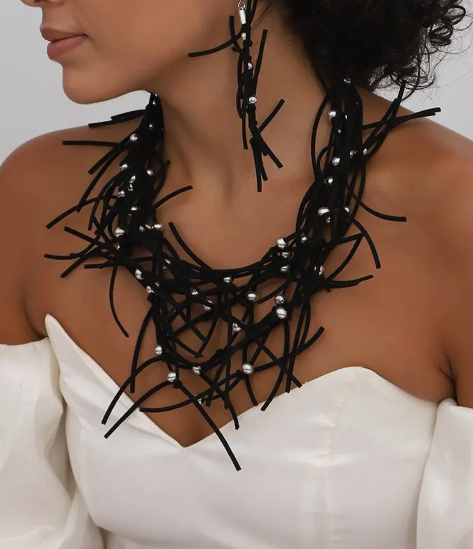 Abstract Black Leather Design Set