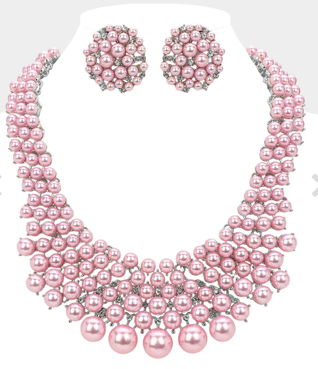Pink Pearl Embellished Collar Necklace