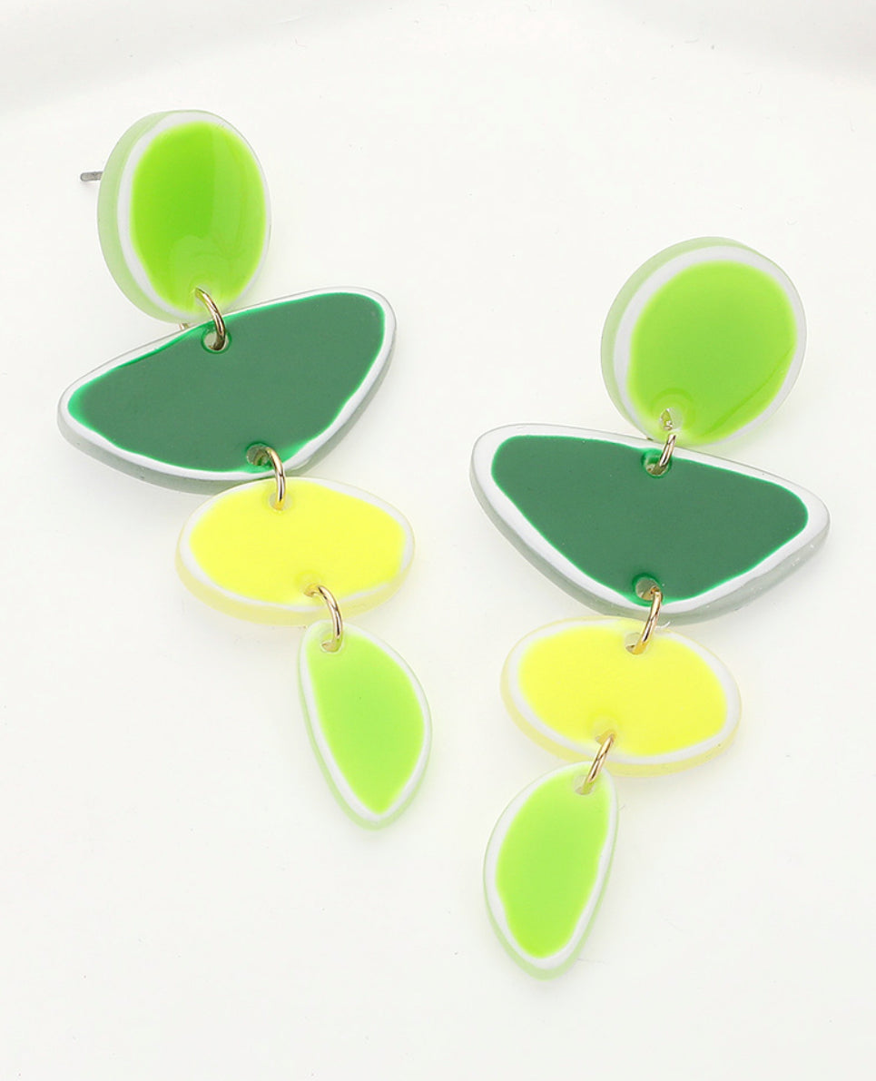 Resin Pebble Link Dangle Earrings