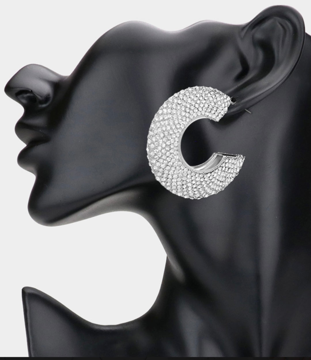 Rhinestone Studded Hoop Earrings