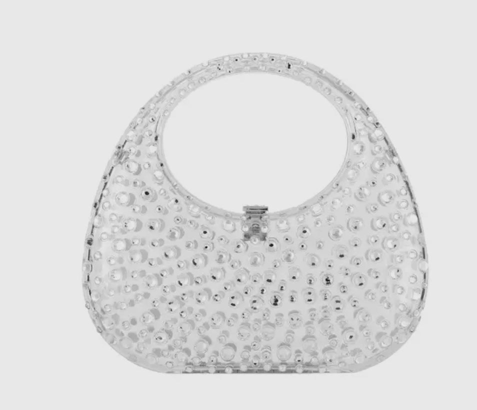 Adorned Lucite Crystal Bag_Clear