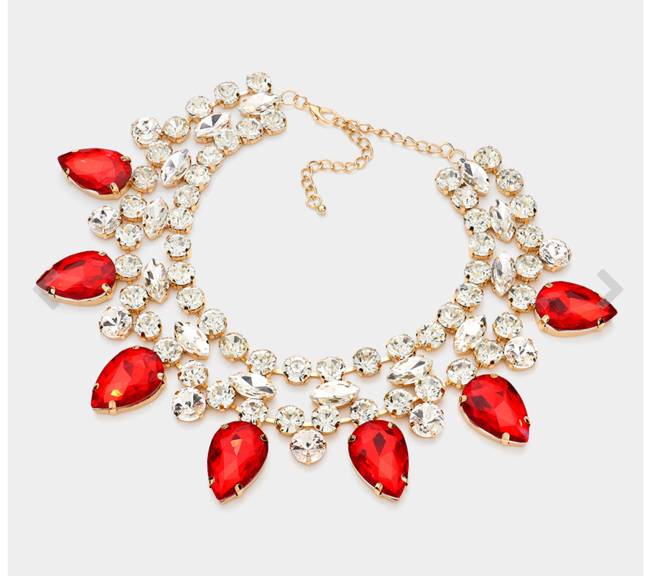 Teardrop Stone Cluster Pointed Choker Necklace