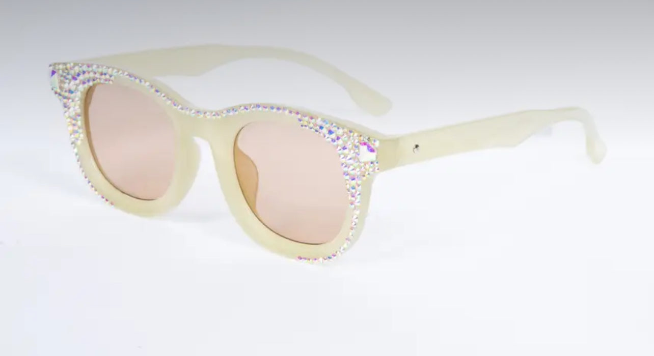 HANDMADE RHINESTONE ROUND SUNGLASSES